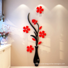 Decorative Furniture Vase Plum Stickers 3D Acrylic Crystal Wall Stickers